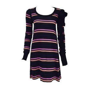 Sonia Rykiel Karma Body & Soul VTG 2000s Long Sleeve Striped Shift Dress Size XS